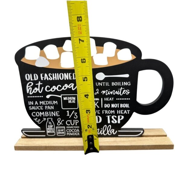 Hot Cocoa Recipe Cup Sign 10in Freestanding Farmhouse Kitchen Holiday Decor - Picture 11 of 11